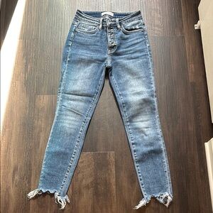 Women's Blue Frayed Hem Jeans